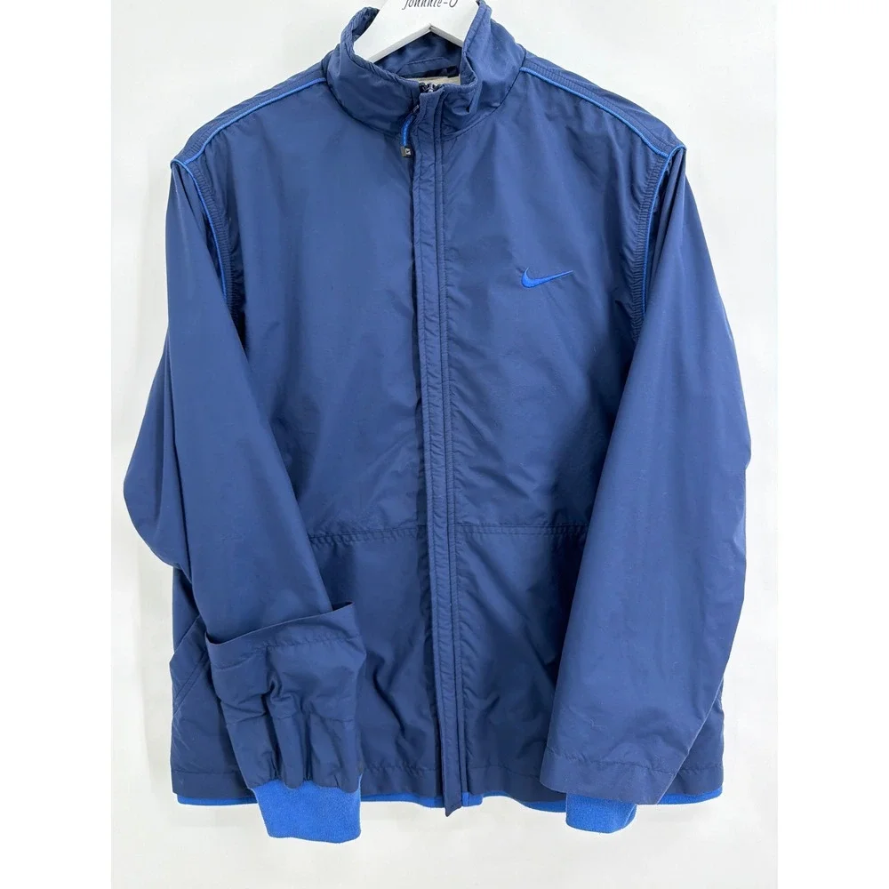 Nike Womens XL Blue Full Zip Windbreaker‎ Jacket Jersey Lined Lightweight Pocket